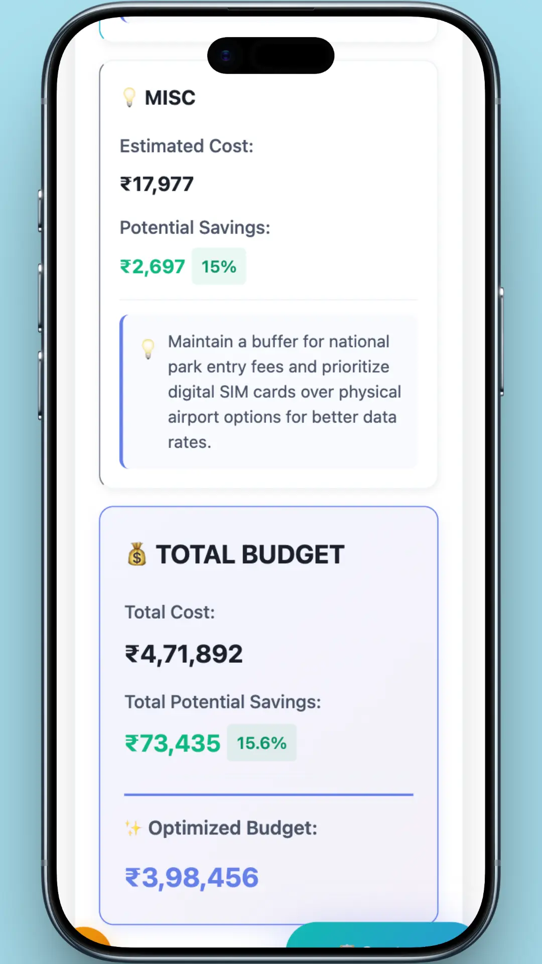 Budget optimizer tool